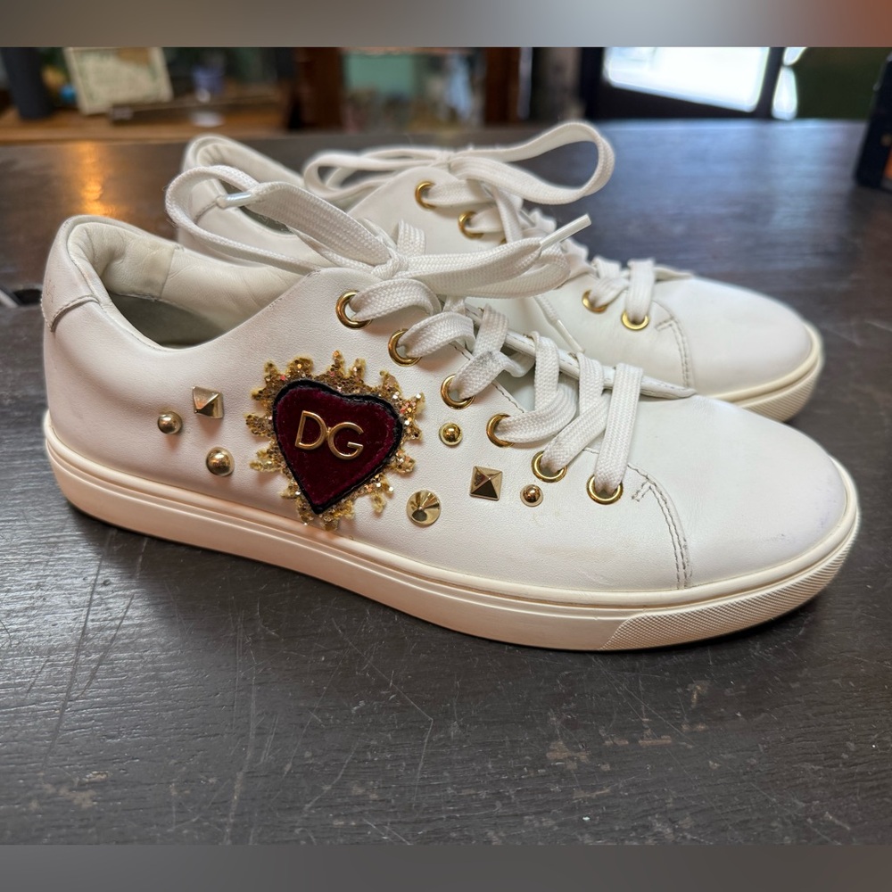Dolce & Gabbana White Studded Sneakers